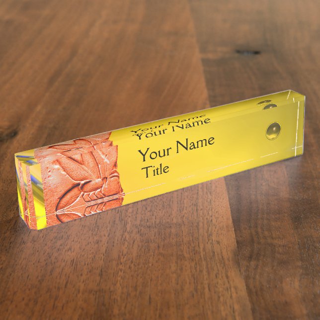 Porte-nom Pour Bureau ANTIQUE EGYPTIENNE HONEY BEE BEEKEEPER Rouge Jaune (Taille)