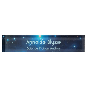 Porte-nom Pour Bureau Aqua Blue Science Fiction Auteur