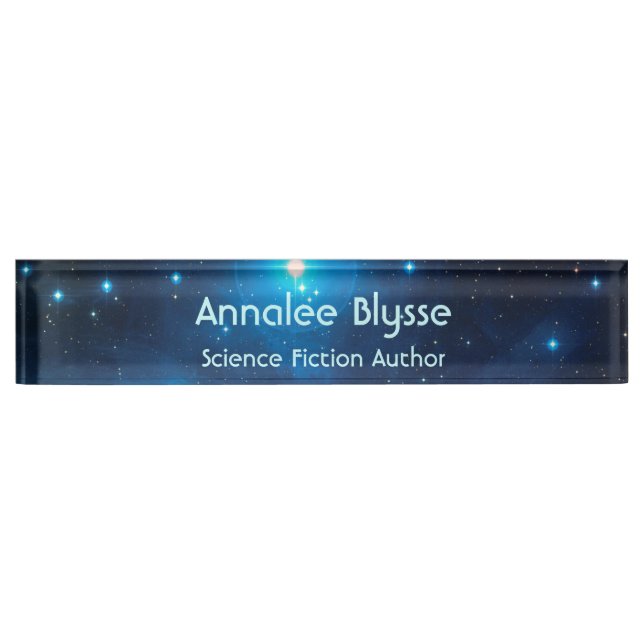 Porte-nom Pour Bureau Aqua Blue Science Fiction Auteur (Devant)