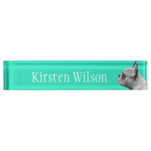 Porte-nom Pour Bureau Aqua de l'amour de Frenchie coloré
