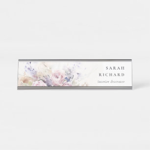 Porte-nom Pour Bureau Aquarelle Abstraite Lilac Rose Floral Bunch
