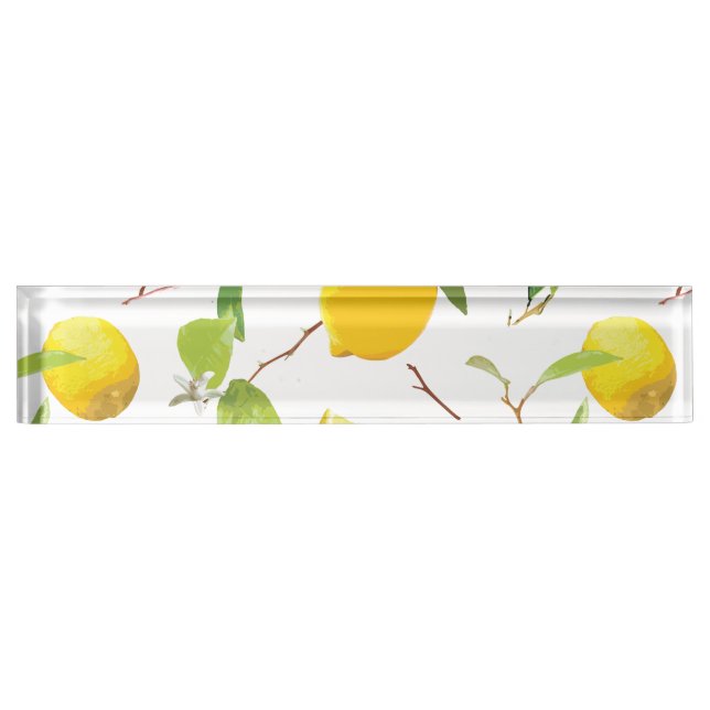 Porte-nom Pour Bureau Aquarelle Citron et Feuilles 2 (Devant)