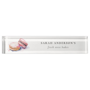 Porte-nom Pour Bureau Aquarelle colorée Pastel Français Macarons boulang