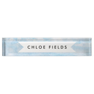 Porte-nom Pour Bureau Aquarelle de nuages de blanc de bleu de ciel et