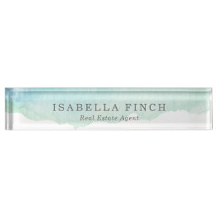 Porte-nom Pour Bureau Aquarelle de turquoise
