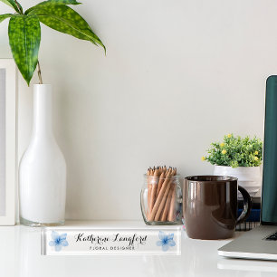 Porte-nom Pour Bureau Aquarelle moderne Floral Personnalisé