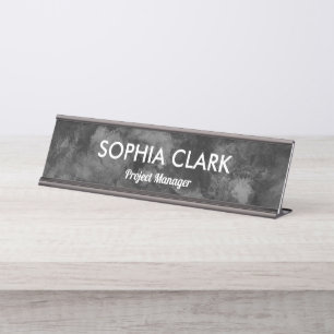 Porte-nom Pour Bureau Aquarelle noire moderne Luxe minimaliste personnal