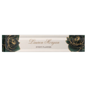 Porte-nom Pour Bureau Aquarelle or Plaque signalétique du bureau