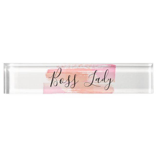Porte-nom Pour Bureau Aquarelle Peinture éclats Boss Lady (Devant)