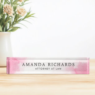 Porte-nom Pour Bureau Aquarelle rose