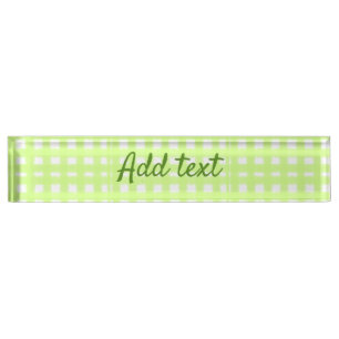 Porte-nom Pour Bureau Aquarelle vert plaid ginham personnalisé ajouter t