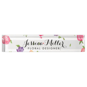Porte-nom Pour Bureau Aquarelle vintage Flores Artisanat Designer II
