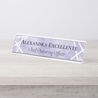 Porte-nom Pour Bureau Aquarelle violette Géométrique Moderne Personnalis
