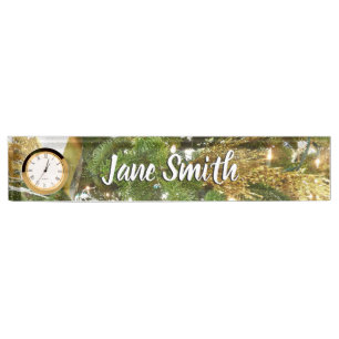 Porte-nom Pour Bureau Arbre de Noël I Argent et Or
