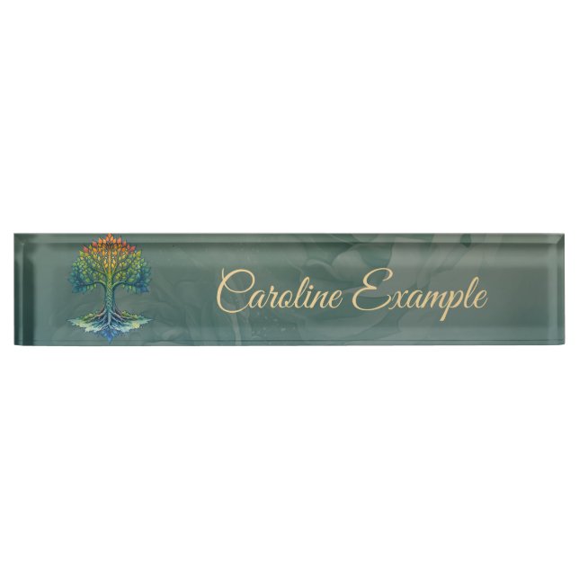 Porte-nom Pour Bureau Arbre de Vie Aube Changeante (Devant)