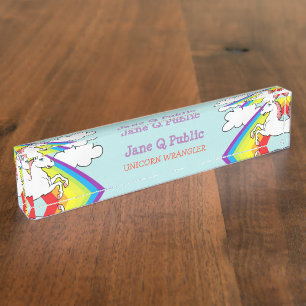 Porte-nom Pour Bureau Arc-en-ciel de licorne