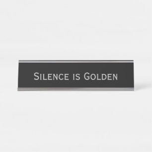 Porte-nom Pour Bureau Argent noir "la parole est d'argent le silence est