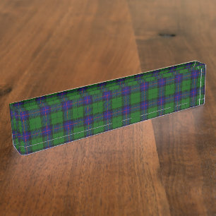 Porte-nom Pour Bureau Armstrong tartan bleu et vert plaid