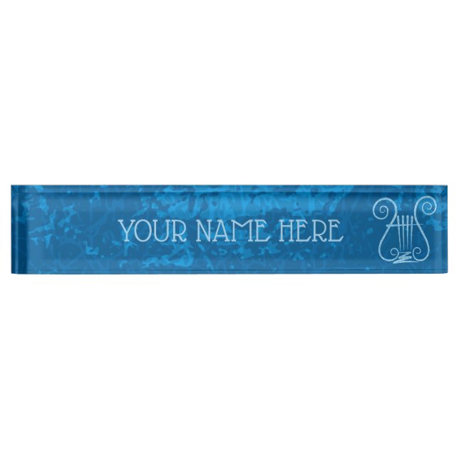 Porte-nom Pour Bureau Arrière - plan Blue Lyre (Devant)