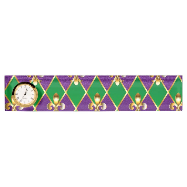 Porte-nom Pour Bureau Arrière - plan de bijoux Mardi Gras (Devant)
