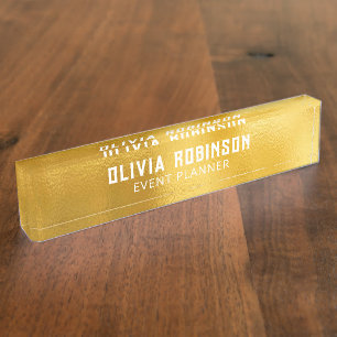 Porte-nom Pour Bureau Arrière - plan Gold Foil