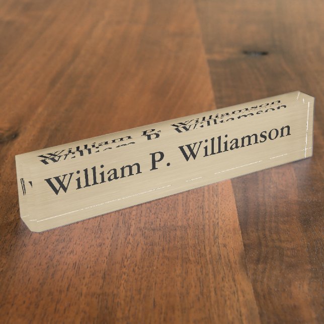 Porte-nom Pour Bureau Arrière - plan personnalisable d'or (Taille)