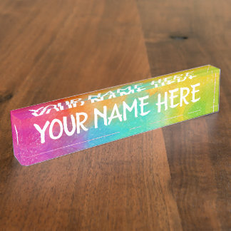 Porte-nom Pour Bureau Arrière - plan Rainbow - Customisez votre propre n