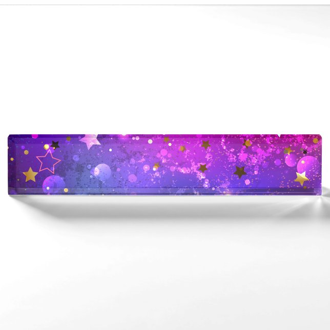 Porte-nom Pour Bureau Arrière - plan rose brillant (Devant)