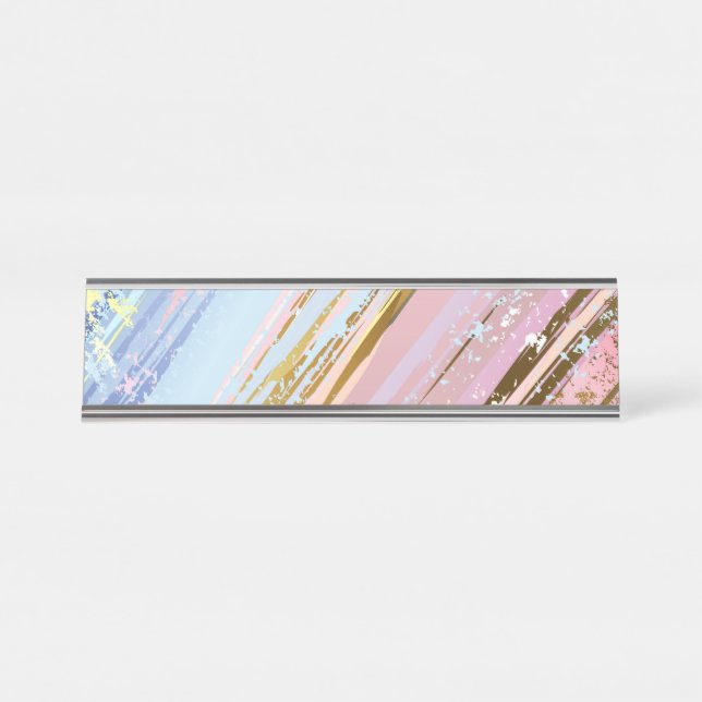 Porte-nom Pour Bureau Arrière - plan rose texturé (Devant)