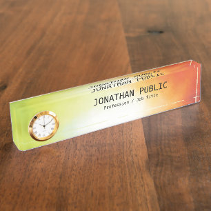 Porte-nom Pour Bureau Art Abstrait moderne coloré Modèle personnalisé