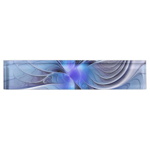 Porte-nom Pour Bureau Art fractal moderne abstrait bleu lavande
