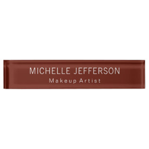 Porte-nom Pour Bureau Artiste de maquillage Brown rouge Entreprise uniqu