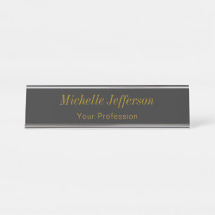 Porte-nom Pour Bureau Artiste de maquillage professionnel couleur or gri