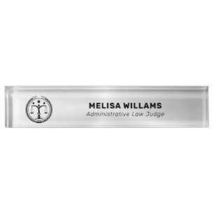 Porte-nom Pour Bureau Aspect Argent Métallisé et Noir