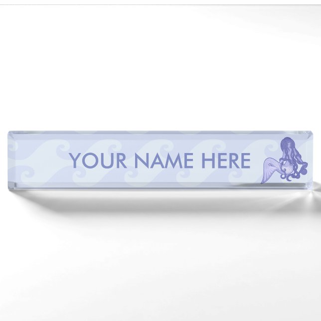 Porte-nom Pour Bureau Assis Mermaid bleu (Devant)