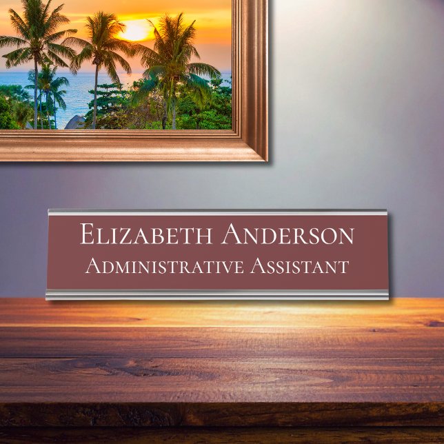 Porte-nom Pour Bureau Assistante administrative personnalisée Marron (Créateur téléchargé)