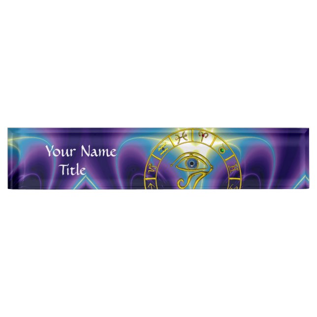 Porte-nom Pour Bureau ASTRAL HORUS OEIL, BLUE TALISMAN Astrologie Graphi (Devant)