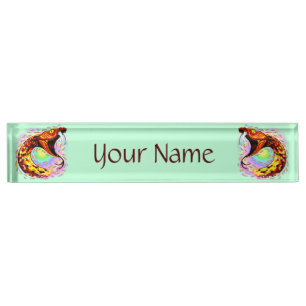 Porte-nom Pour Bureau Attaque de serpent Psychedelic Surreal Art