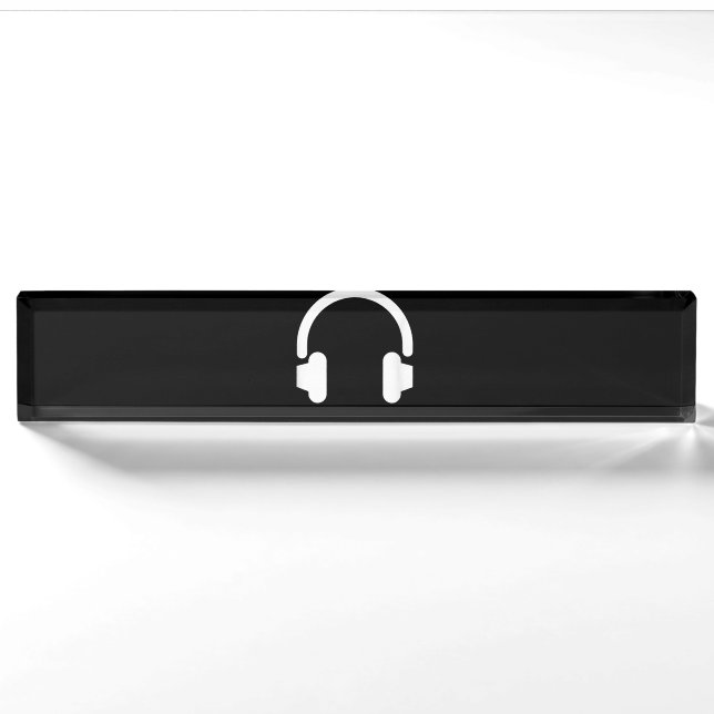 Porte-nom Pour Bureau Audio Engineer Audiophile Dj Music Lover casque (Devant)