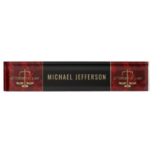 Porte-nom Pour Bureau Avocat à la loi - Marbre rouge, Noir & Or