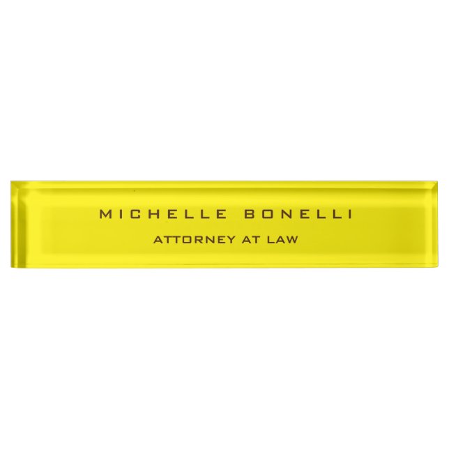 Porte-nom Pour Bureau Avocat couleur jaune unique (Devant)