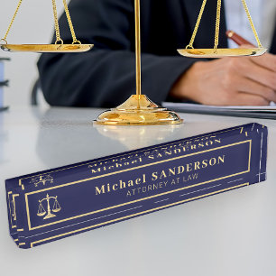 Porte-nom Pour Bureau Avocat élégant au barreau professionnel or marine