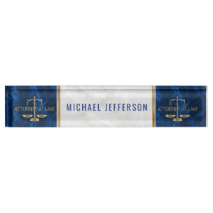 Porte-nom Pour Bureau Avocat - marbre bleu et blanc de saphir