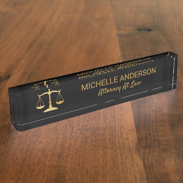 Porte-nom Pour Bureau Avocat professionnel Black Gold (Taille)
