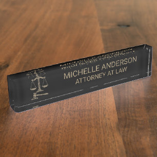 Porte-nom Pour Bureau Avocat professionnel Black Gold