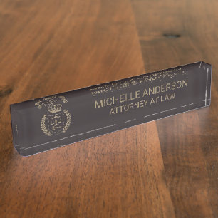 Porte-nom Pour Bureau Avocat professionnel Black Gold