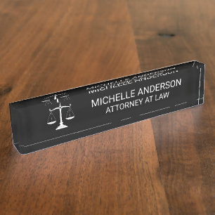 Porte-nom Pour Bureau Avocat professionnel noir blanc