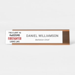 Porte-nom Pour Bureau Awesome pompier Funny pompier