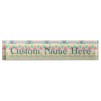 Porte-nom Pour Bureau Aztec Tribal Native Pastel Motif géométrique