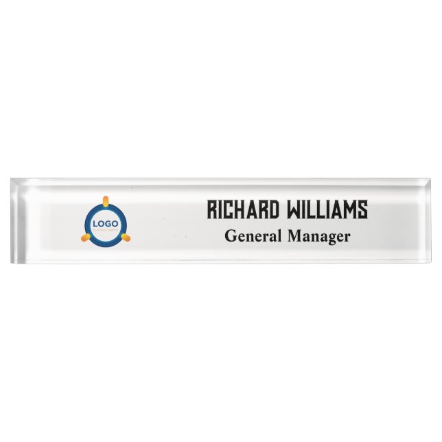 Porte-nom Pour Bureau Badge personnalisé avec logo de l'employé, aimanté (Devant)